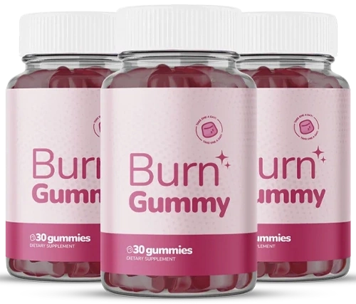 A three-bottle Burn Gummy order, front labels showing 30 gummies per bottle